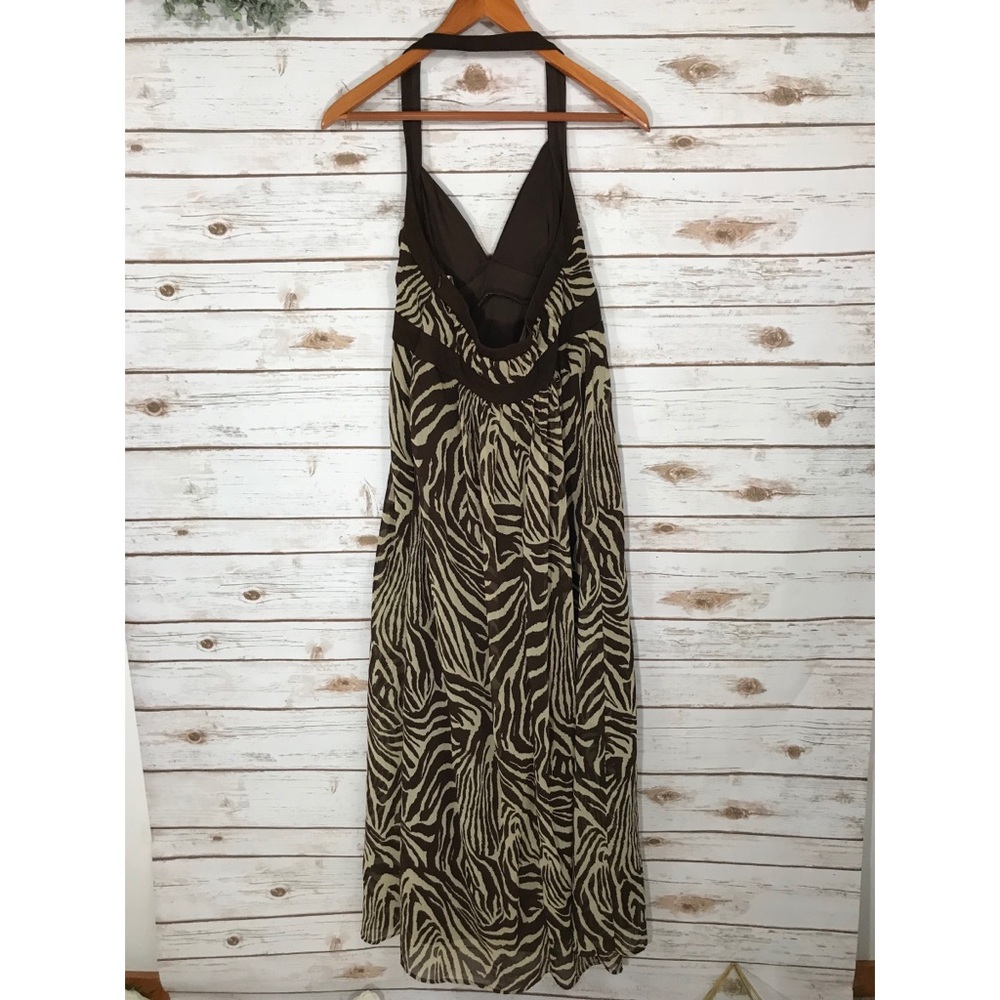 ZEBRA V NECK HALTER TOP MAXI DRESS - Picture 2 of 5